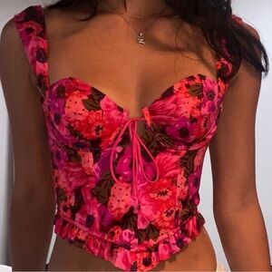 For Love & Lemons
Floral Print Square Neckline Corset top